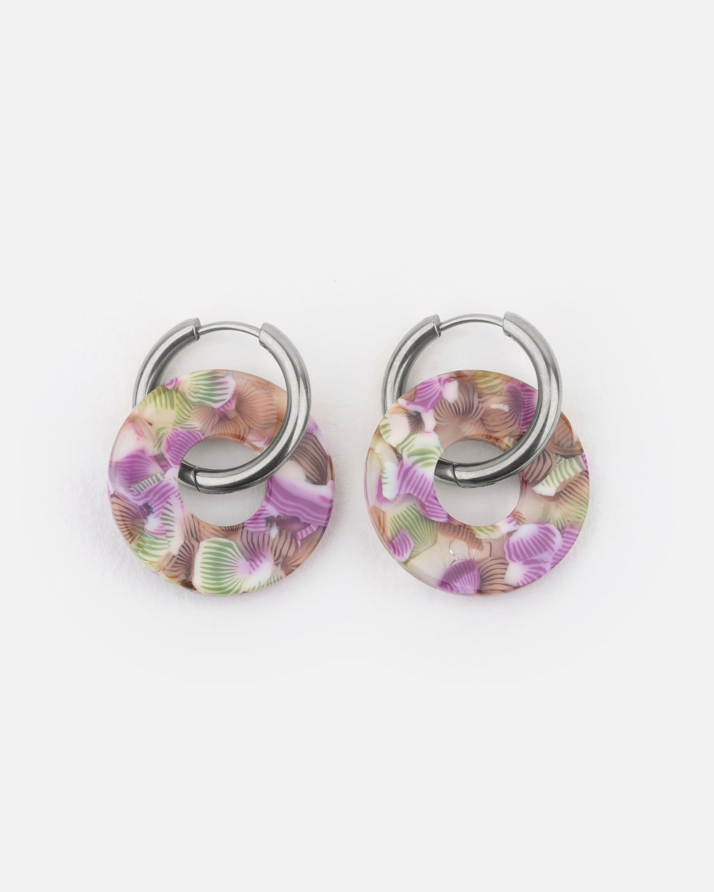 Boucles d'oreilles DONUTS - Magenta et Vert -