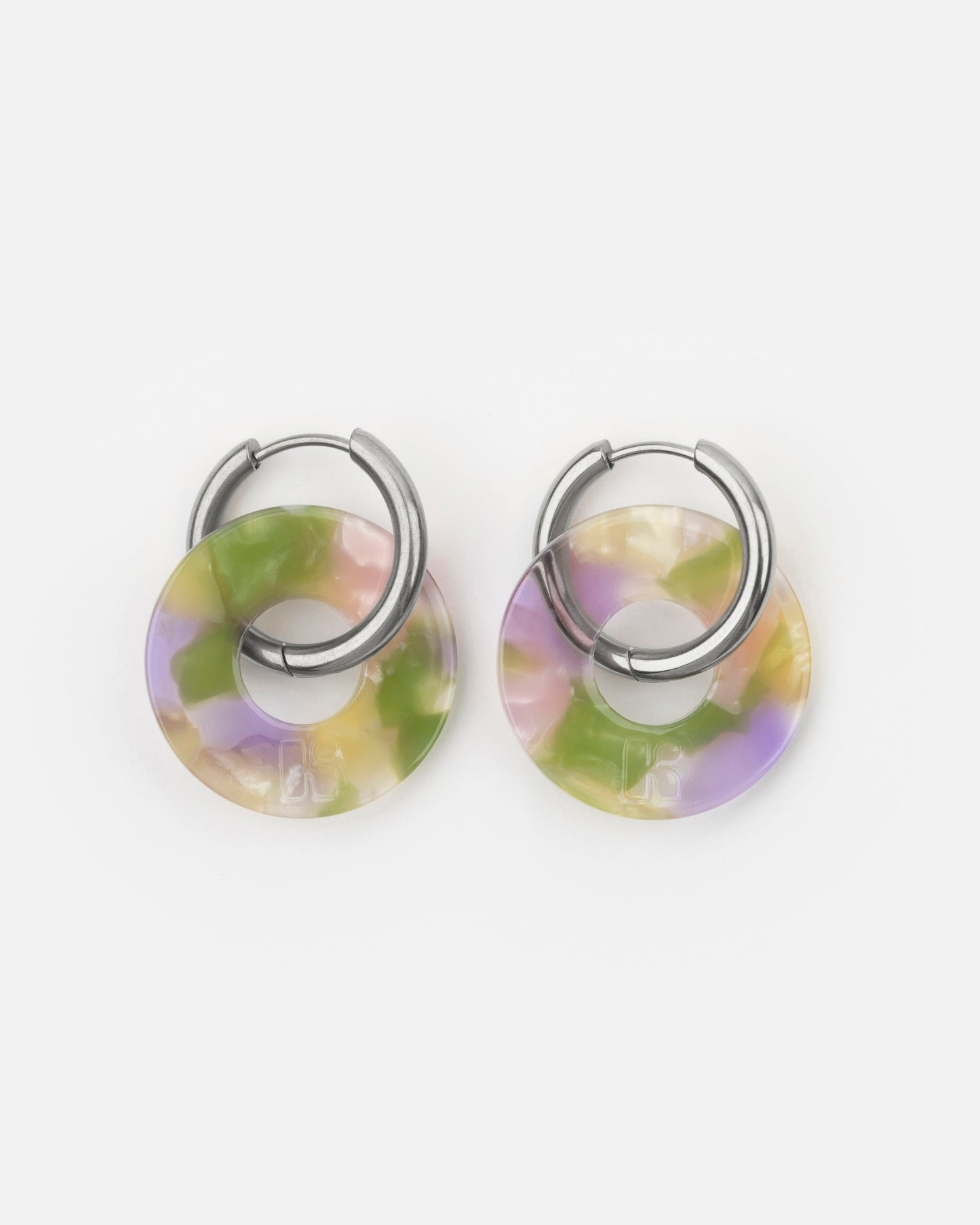 Boucles d'oreilles DONUTS - Vert et lavande -